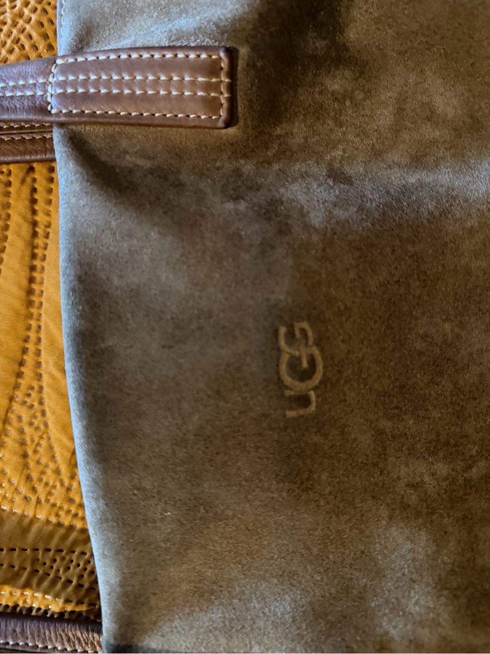 UGG Suede Tote in Dark Brown with Leather Trim - Picture 2 of 4